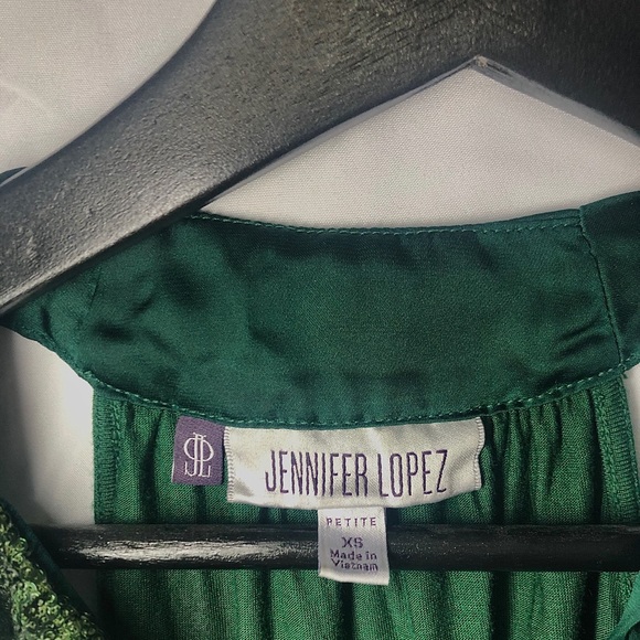 green sequin, asymmetrical blouse - Picture 1 of 3